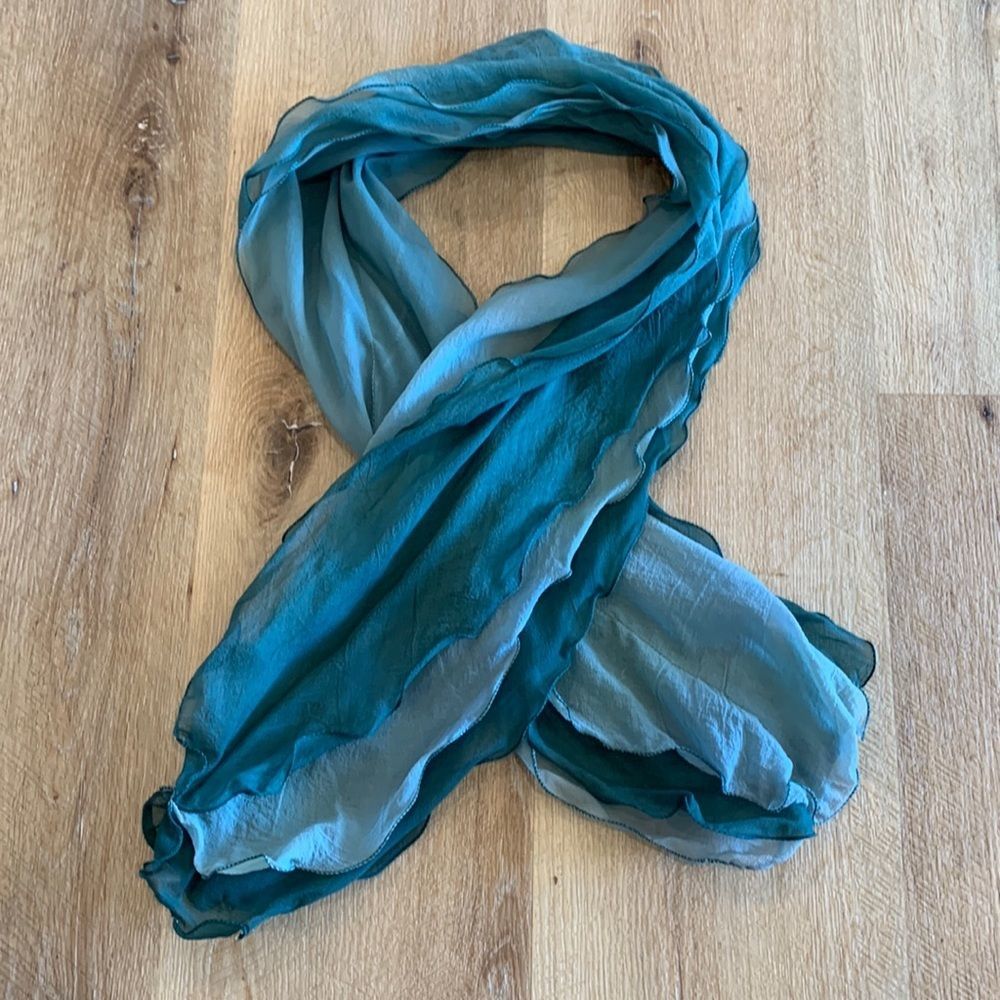 Green Layerd Aqua Green Scarf